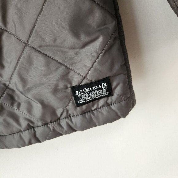 Levi's Grey Quilted Puffer Jacket Snap Down Lightweight Chore Coat Outdoors S - Picture 4 of 7